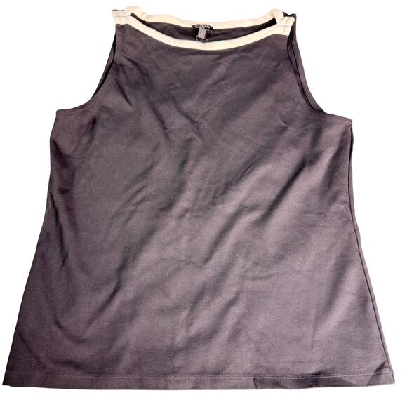 Talbots Women's Petites sz Large Black w/white trim Boat Neck Tank Stretch NWT - Picture 1 of 9